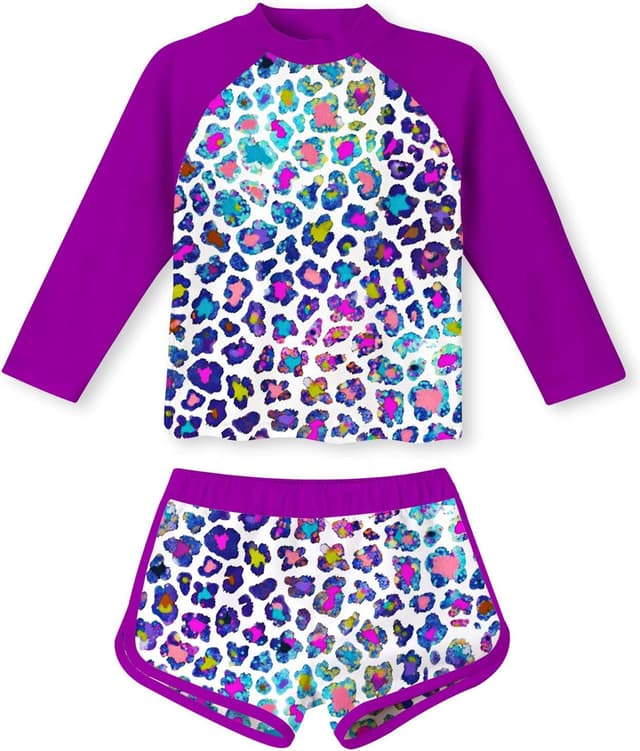 Thumbnail 6 de TUONROAD Girls 2-Piece Rash Guard Swimsuit (Long Sleeve Tankini) for Ages 4–10