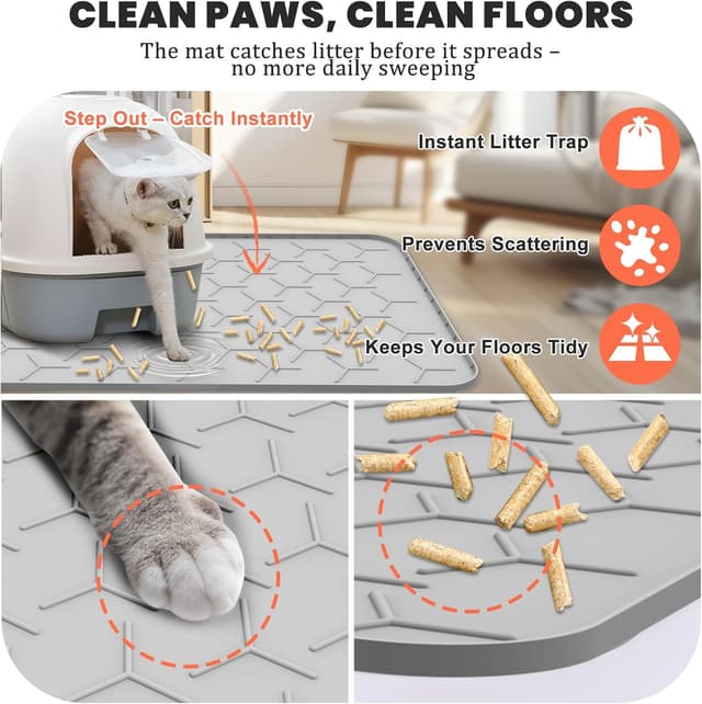 Detalle de Katzenstreu Matte XXL 88 × 56 cm Grau