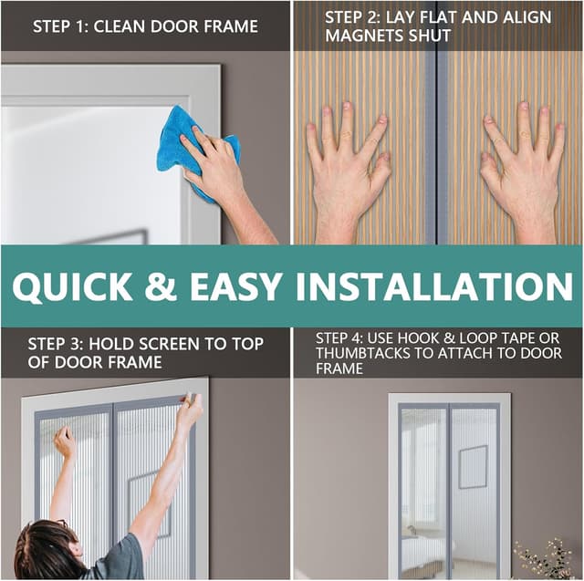 Detalle 2 de SMALUCK Magnetic Door Screen (Heavy Duty) – 90 x 210 cm Grey