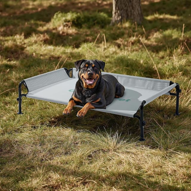Detalle de Gardner Pet Letto Rialzato per Cani Taglia Grande e Media, Brandina Traspirante in Metallo e Rete Teslin (Grigio, L)