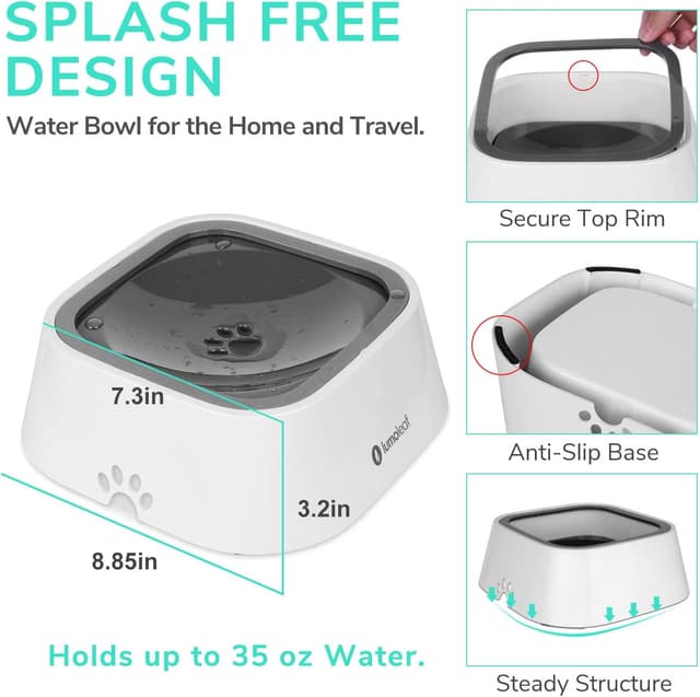 Detalle 2 de LumoLeaf Wassernapf für Hunde 1 l, auslaufsicher