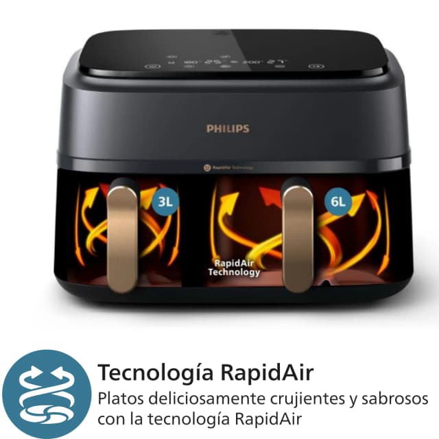 Thumbnail 5 de Philips Phjilips S3000 freidora de aire doble cesta 9 L 🍽