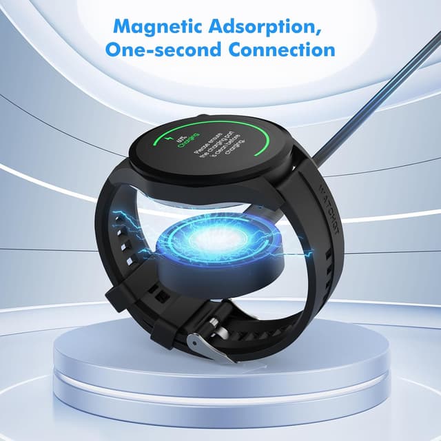 Detalle de Astorgos magnetic charger dock for Huawei Watch GT 6/5/4 and more (Standard & Pro models), with 100 cm cable — black