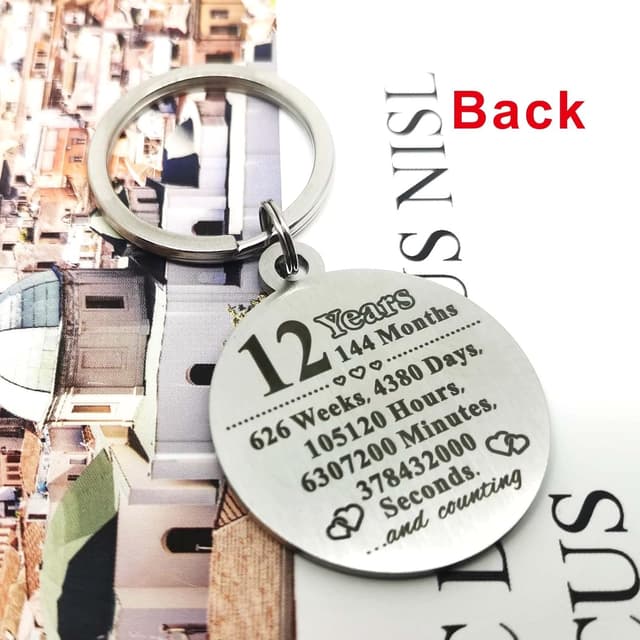 Detalle de ABBNT 12th Anniversary engraved steel keychain gift (steel pendant with laser engraving)