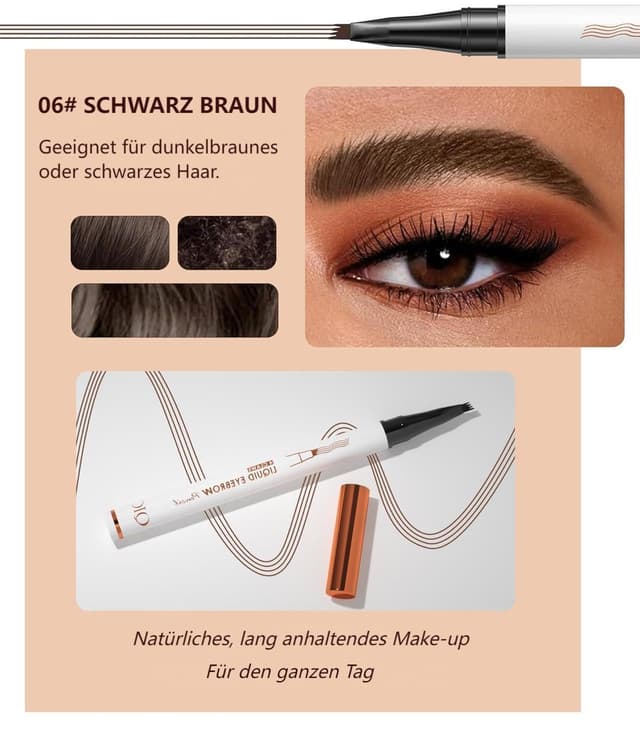 Detalle de 2er-Set magischer Microblading-Augenbrauenstift mit 4 Mikrogabelspitzen – schwarzbraun