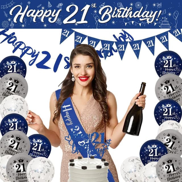 Detalle de 21st Birthday Decorations Blue Silver party kit ๐