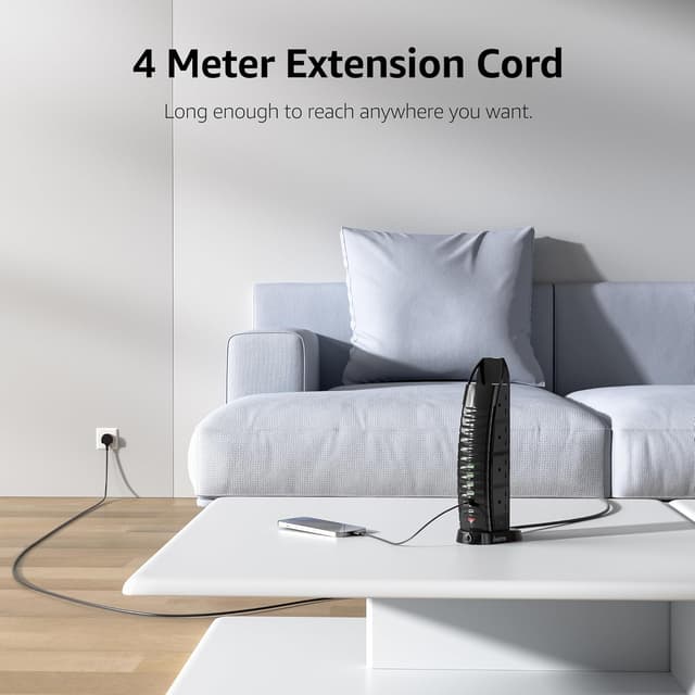Detalle 2 de Hotimy Tower Extension Lead 4M with 8 Outlets and 6 USB ⚡