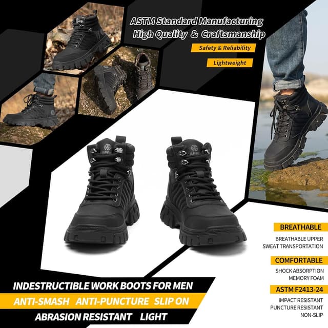 Thumbnail 3 de KELODON 6 Inch Waterproof Steel Toe Work Boots