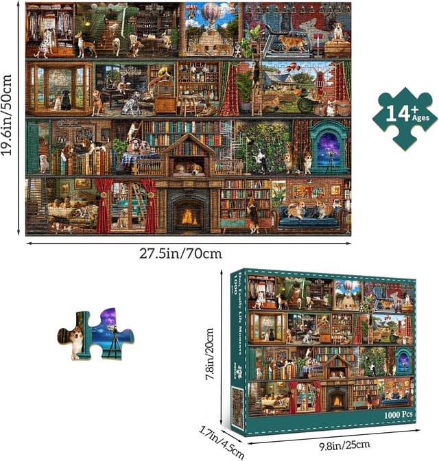 Detalle de HUADADA 1000-piece jigsaw puzzle for adults – The Fantastic Life of Dogs