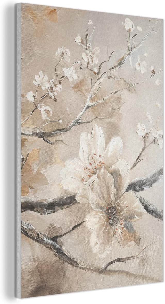 Detalle de Décoration murale feutrée MuchoWow 60x90 cm – panneaux décoratifs acoustiques fleurs, blanc