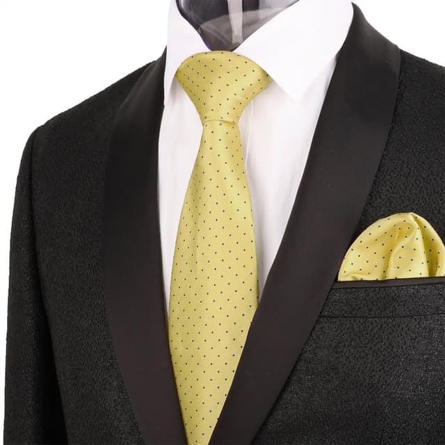 Detalle de Alizeal Men’s Polka Dot Necktie and Hanky Set for Business Formal