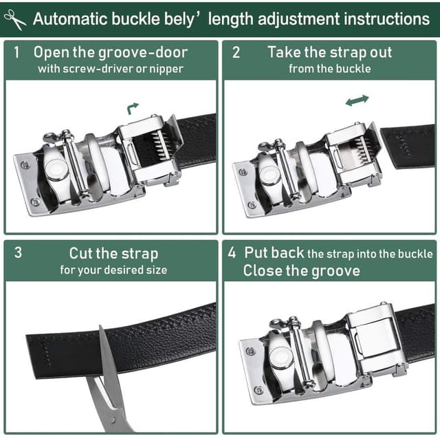 Detalle de flintronic Herren Gürtel aus Leder mit Automatik-Ratsche – Breite 3,5 cm, Schwarz (inkl. Schlüsselbund & Geschenkbox)