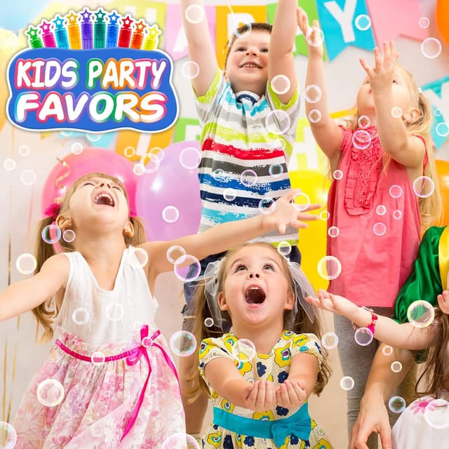 Detalle de 200-Pack Mini Bubble Wands in 10 Colors with Star Handles for Kids’ Parties, Holidays & Classroom Prizes