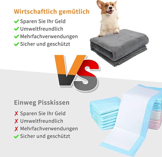 Detalle de 2er waschbare Welpenunterlagen (92 × 80 cm) – schnell absorbierende Trainingspads für Welpen, ältere oder inkontinente Hunde, grau