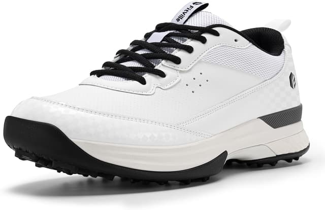 Detalle de FitVille Men’s Extra Wide Spiked Golf Shoes for Wide Feet, Non-Slip Outdoor Trainers
