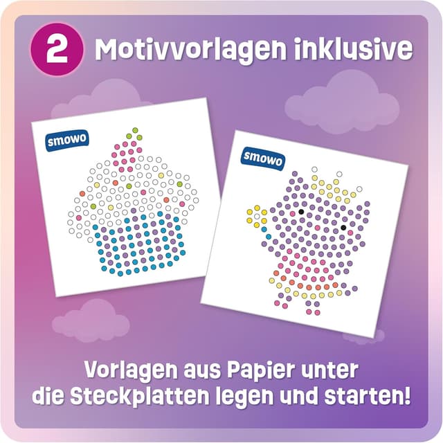 Detalle de Smowo 10mm Bügelperlen-Set mit Prinzessin & Cupcake Steckplatten (Kreativset für Kinder ab 3 Jahren)