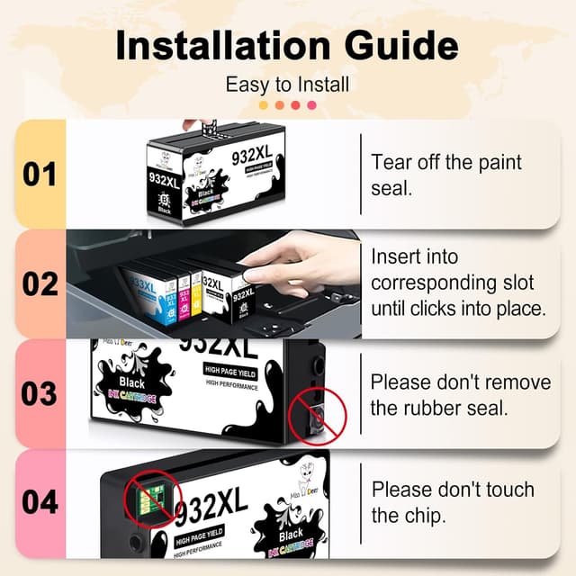 Detalle 2 de Miss Deer 932XL/933XL Multipack cartucce compatibili per HP (2 Nero, 1 Ciano, 1 Magenta, 1 Giallo)