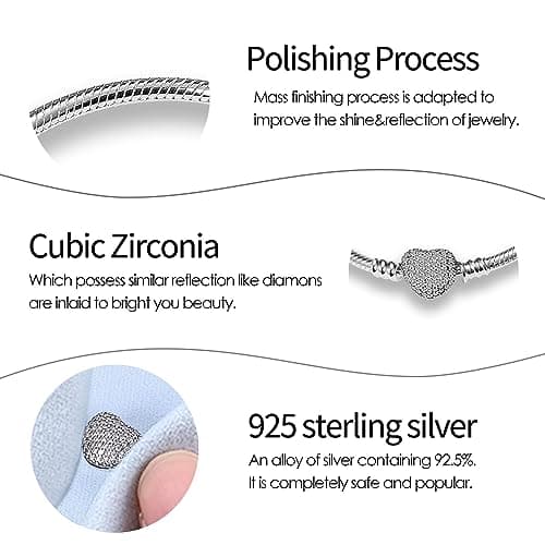 Detalle de XWN Pulsera de mujer en plata 925 con motivo de serpiente y compatible con charms