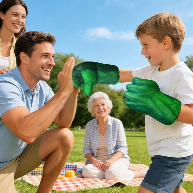 Detalle 2 de NuGeriAZ Superhero Hands for Kids Smash Punches Gloves (Green A)