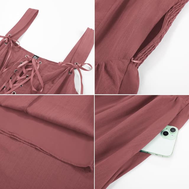 Detalle de Robe corset Renaissance sans manches à lacets Scarlet Darkness pour femme