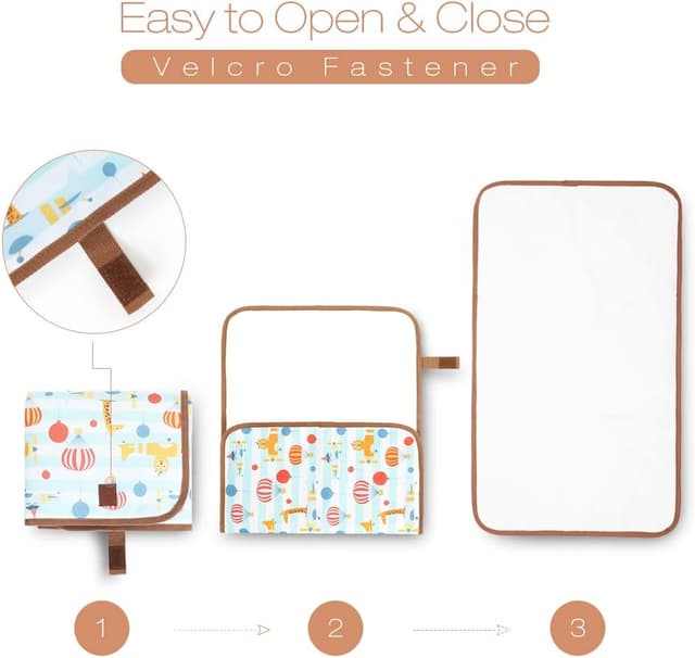 Detalle 2 de Lekebaby Portable Foldable Baby Change Mat (Hot Air Balloon Design) – Travel changing mat, 70cm x 41cm