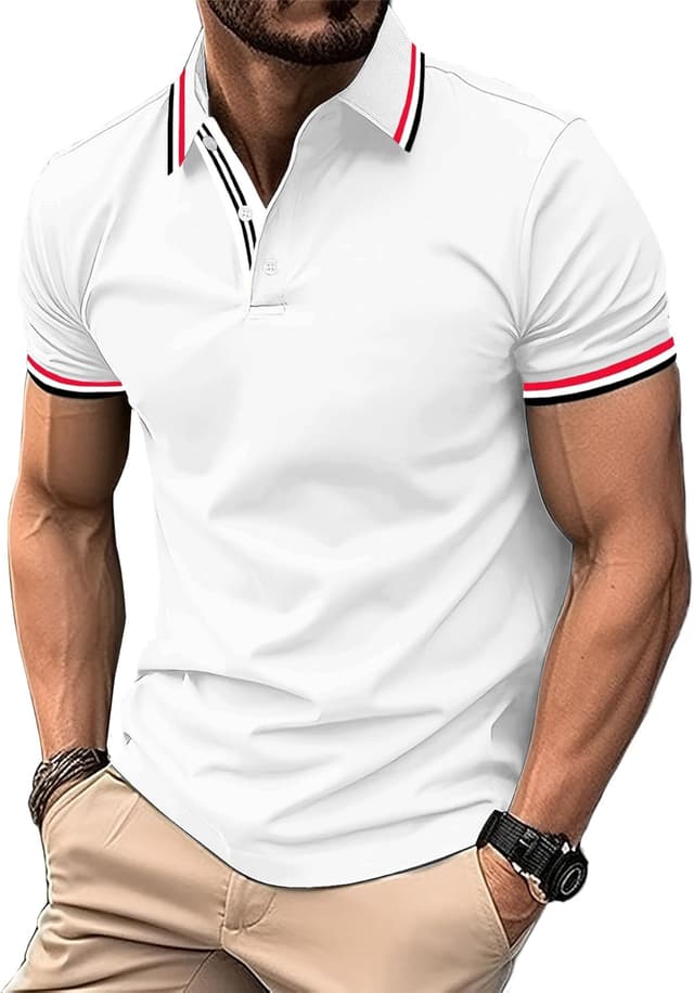 Detalle de SwissWell Herren Kurzarm Poloshirt atmungsaktiv & schnelltrocknend für Golf, Business und Freizeit