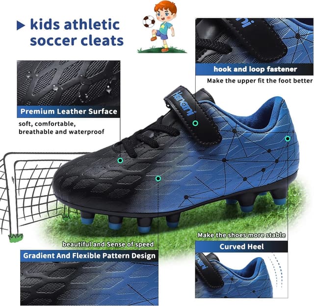 Detalle de Kids FG/AG Football Boots & Trainers (Hook-and-Loop) – Boys/Girls Unisex
