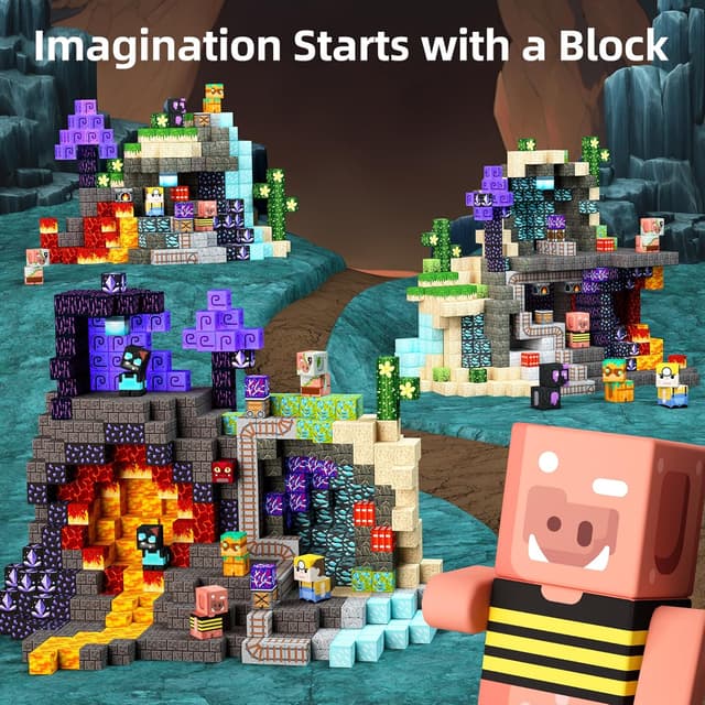 Thumbnail 3 de KIDCHEER Magnetbausteine 150 Stück Bergwerk Höhle