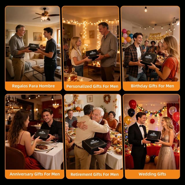 Thumbnail 6 de Birthday Gifts for Men Whiskey Smoker Kit (No Butane) with Torch, 6 Wood Chip Flavors & Glasses