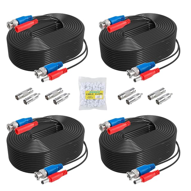 Detalle de ANNKE 4 Pack 30M/100ft All-in-One BNC Video Power Cables with 8 BNC Connectors & Cable Clips