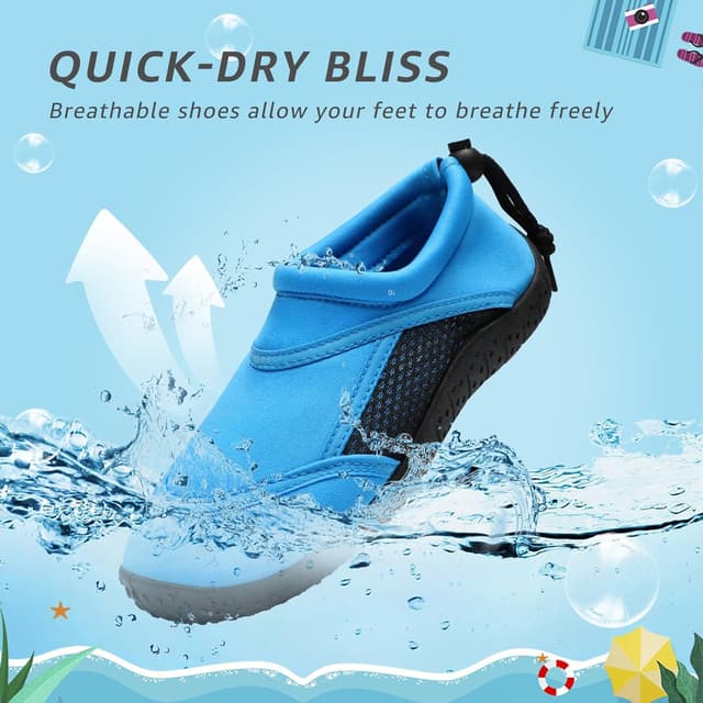 Detalle 2 de HKR Kids Water Shoes Quick Dry Aqua Wetsuit Socks for Beach & Pool Swims