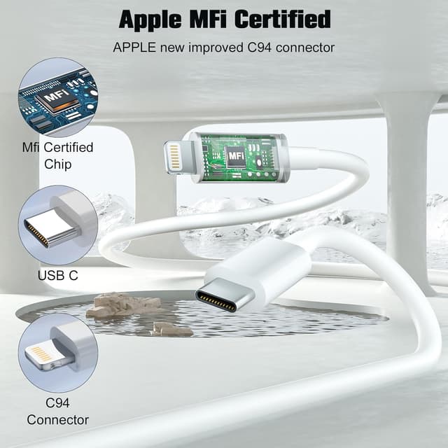 Detalle 2 de USB-C to Lightning Cable 1m (2 Pack) – MFi Certified Fast Charge & Sync for iPhone & iPad
