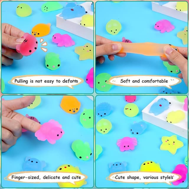 Detalle de Ainiv 24PZ Squishy fluorescenti antistress in TPR (24 pezzi) per bambini, kawaii, da spremere