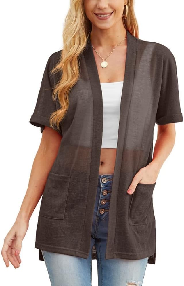 Thumbnail 6 de PrinStory Women’s Lightweight Open-Front Cardigan with V-Neck and Pockets (Long Sleeve)