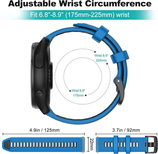 Detalle de OVERSTEP 22mm Compatible Strap replacement for Forerunner 265 and Vivoactive 4 (soft silicone, quick-release)