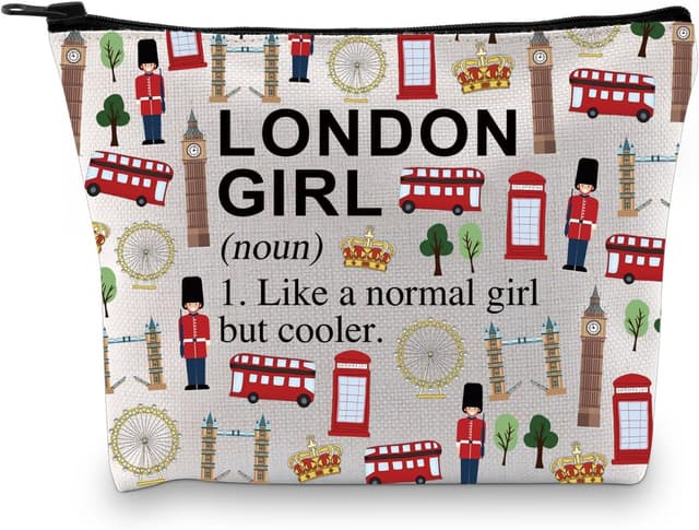 Detalle de LEVLO London Girl Makeup Bag & Travel Zipper Pouch (23 x 18 cm)