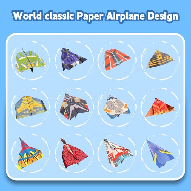 Detalle de Lumikidz Paper Airplane Origami Kit for Kids (Ages 8–12) — 12 Designs & 36 Colorful Origami Papers