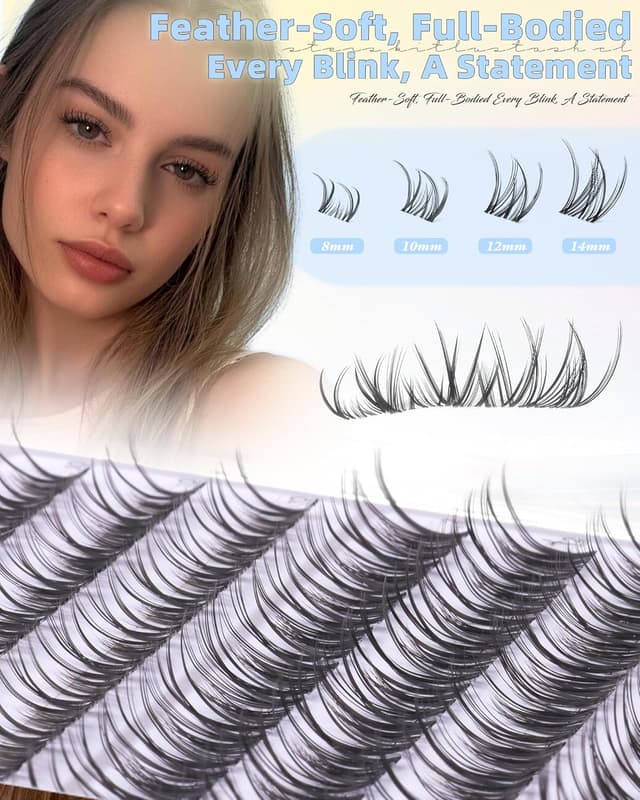 Detalle de Spider Lash Clusters Kit Wispy Eyelash Extension Kit (Natural Clusters, CC-Curly, 8mm–14mm) DIY at Home