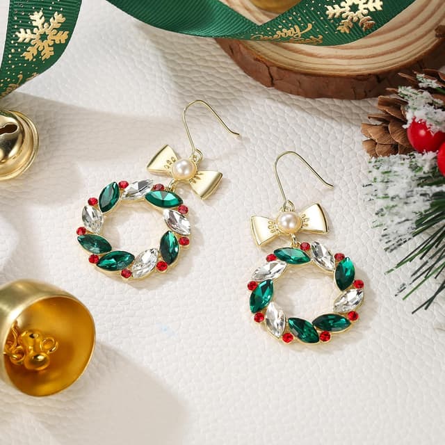 Detalle de Boucles d’oreilles Clearine Femme “Série de Noël” – pendentif étoile / forme arbre de Noël