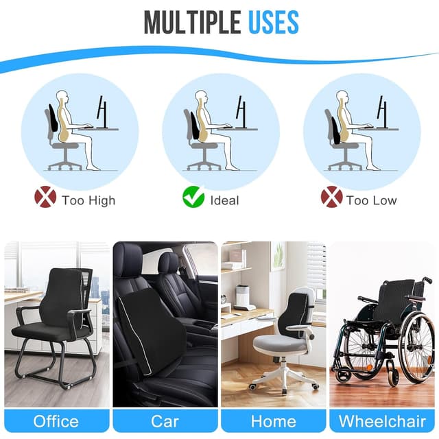 Thumbnail 5 de Lumbar Support Cushion, Memory Foam Back Support For Office Chairs and Car Seat, Mesh Back Rest for Gaming Chair, Memory Foam Pillow, Desk Chair Cushion, Breathable & Washable Cover, Adjustable Straps
Lumbar Support Cushion, Memory Foam Back Supp…