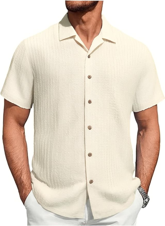 Thumbnail 6 de Damipow Mens Casual Short-Sleeve Button Down Shirt for Vacation & Beach Wear