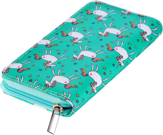 Detalle de DonDon portafoglio borsellino da donna con cerniera e motivi unicorni