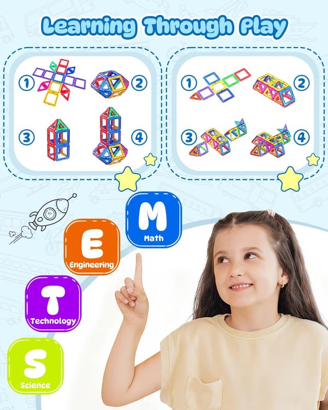 Detalle 2 de Magnetische Bausteine Theefun 60 Teile für STEM