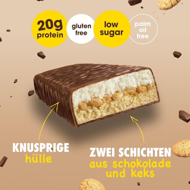 Detalle de Enervit The Protein Deal Crispy Cookie Treat – Proteinriegel mit Milchschokoladenüberzug (12 Riegel à 55 g)