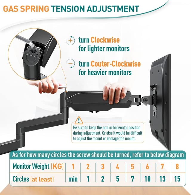 Thumbnail 6 de ELIVED EV006 support de bureau réglable à gaz (VESA 75/100) pour écrans de 13 à 27 pouces, bras pour 3 moniteurs