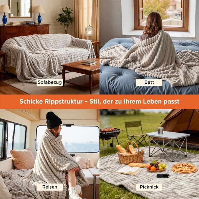 Detalle 2 de Bedsure kuscheldecke 220 x 240 cm