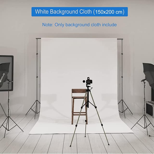 Detalle 2 de Bonvvie Fotohintergrund Weiß 1,5x2 m faltbar aus Musselin für Studio, Video & Zoom