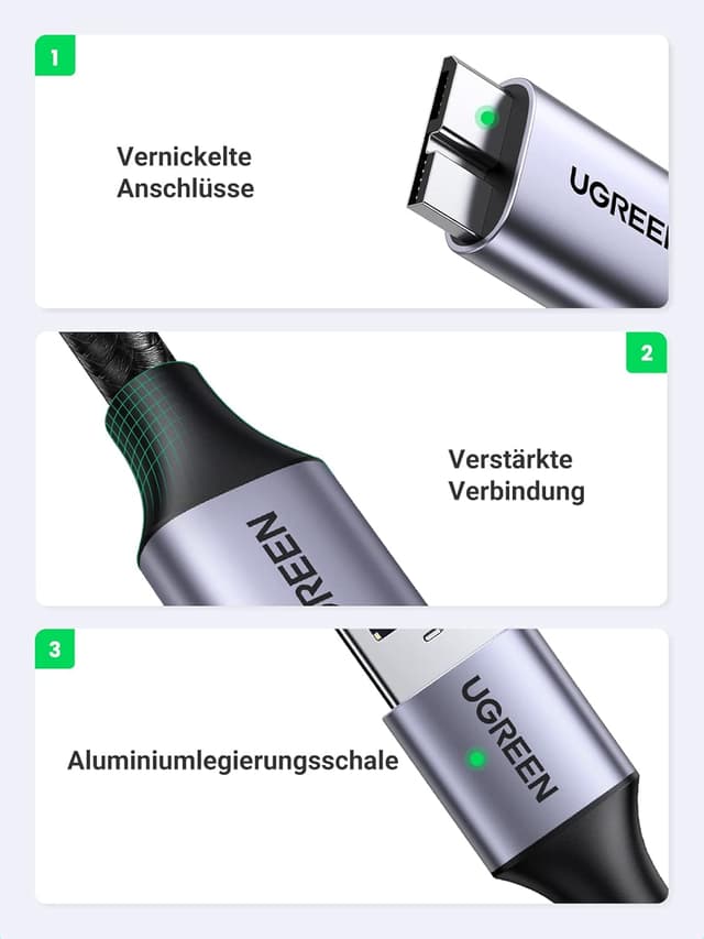 Thumbnail 5 de UGREEN USB 3.0 Micro-B Kabel 0,5 m