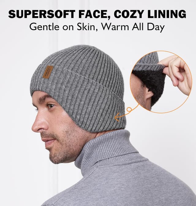 Detalle de Wmcaps Wintermütze Herren Fleece mit Ohrenschützern