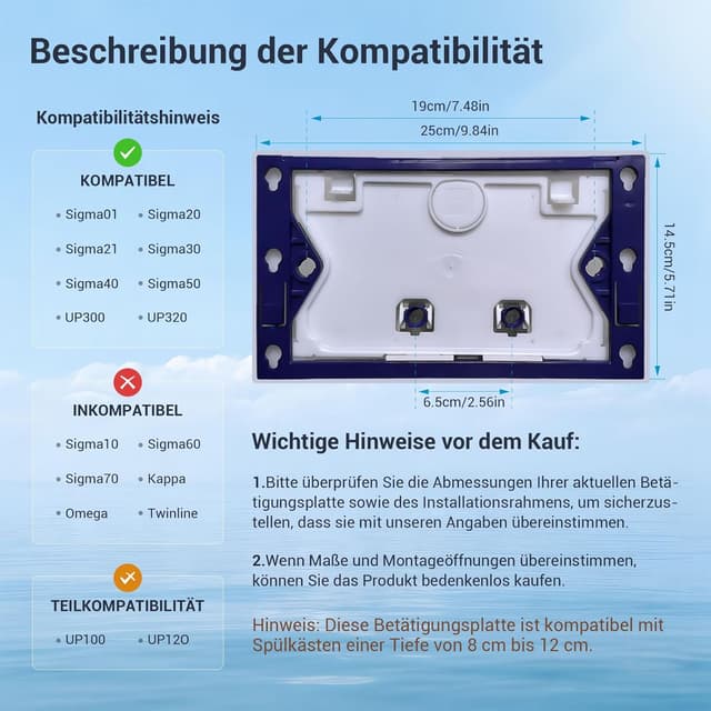 Thumbnail 5 de Mendorio WC Drückerplatte 245 × 164 mm 🚽